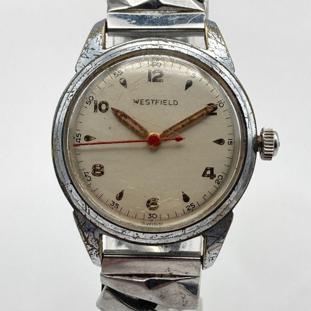 Vintage Westfield Mens Watch 30mm Silver Tone Swiss Manual Wind Up
